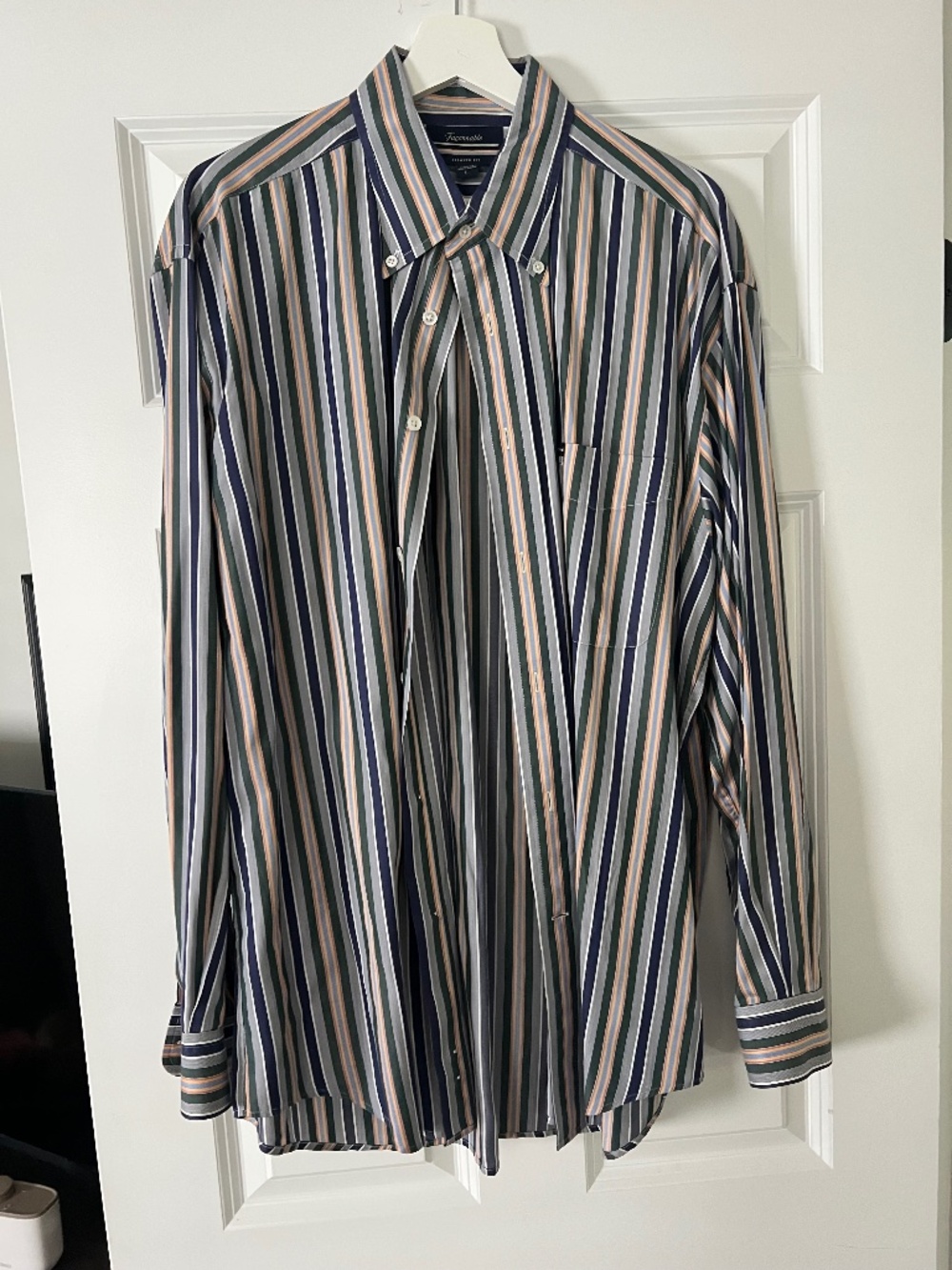 Façonnable Men’s Relaxed Fit Striped Button-Down Shirt – Size Large